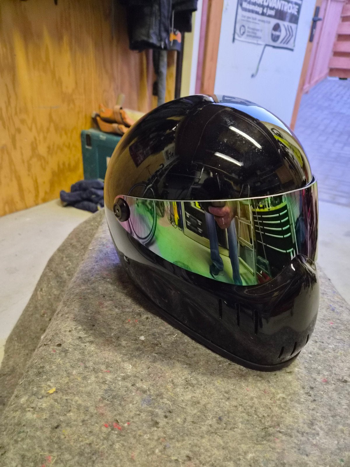 BANDIT Zwarte integraalhelm met iriserend vizier, Motoren, Overige merken, XL, Ophalen of Verzenden, Integraalhelm