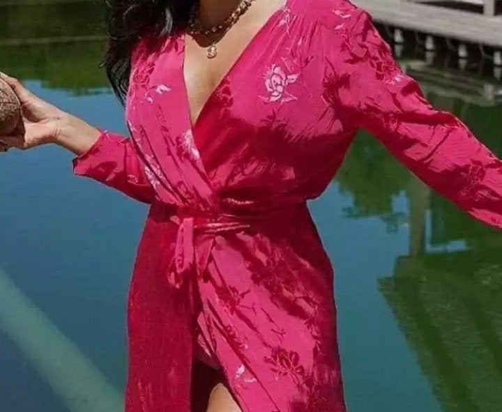 Zara Overslagjurk Roze Maat 40/42, Zara, Maat 42/44 (L), Ophalen of Verzenden, Zo goed als nieuw