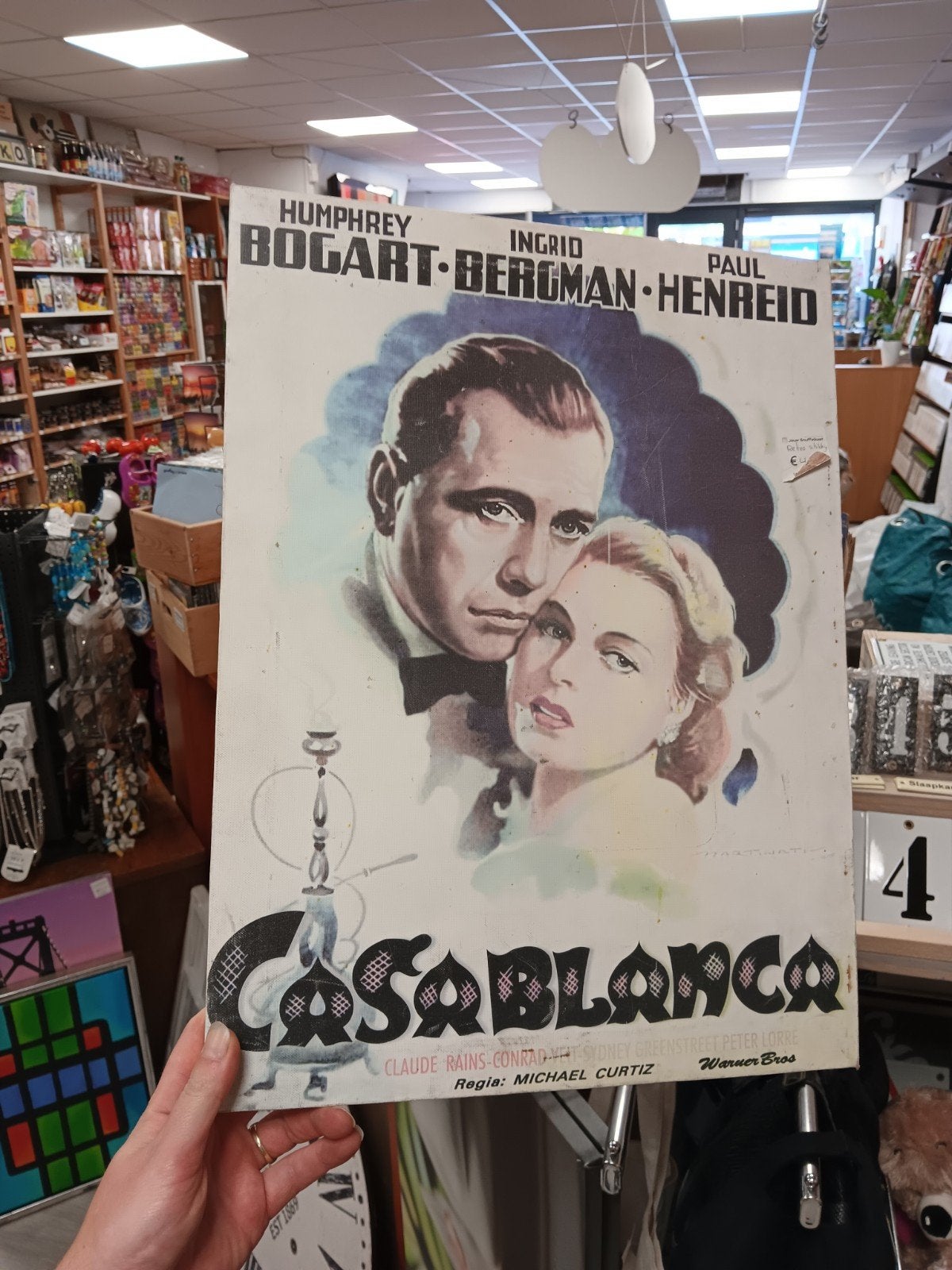 Vintage Casablanca Filmposter - Humphrey Bogart, Ophalen of Verzenden, A1 t/m A3, Film en Tv, Rechthoekig Staand