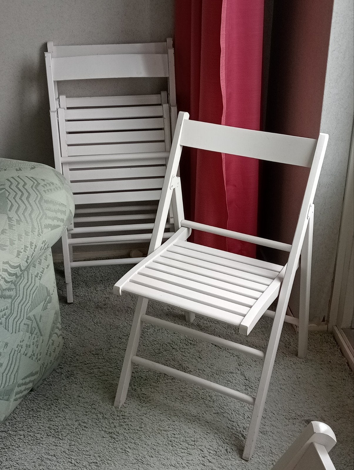 5 Houten klapstoelen, Ophalen, Wit, Hout, Vijf, Zes of meer stoelen