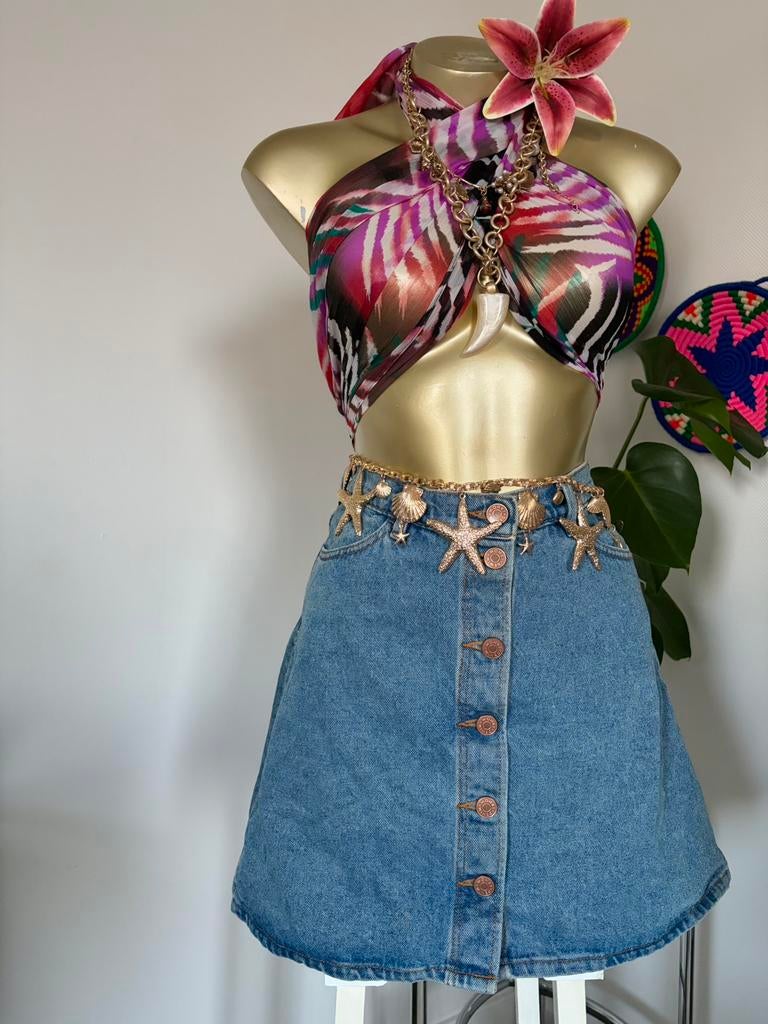 Monki high waist spijkkerrok met knopen maat M, Kleding | Dames, Rokken, Maat 38/40 (M), Blauw, Ophalen of Verzenden, Zo goed als nieuw