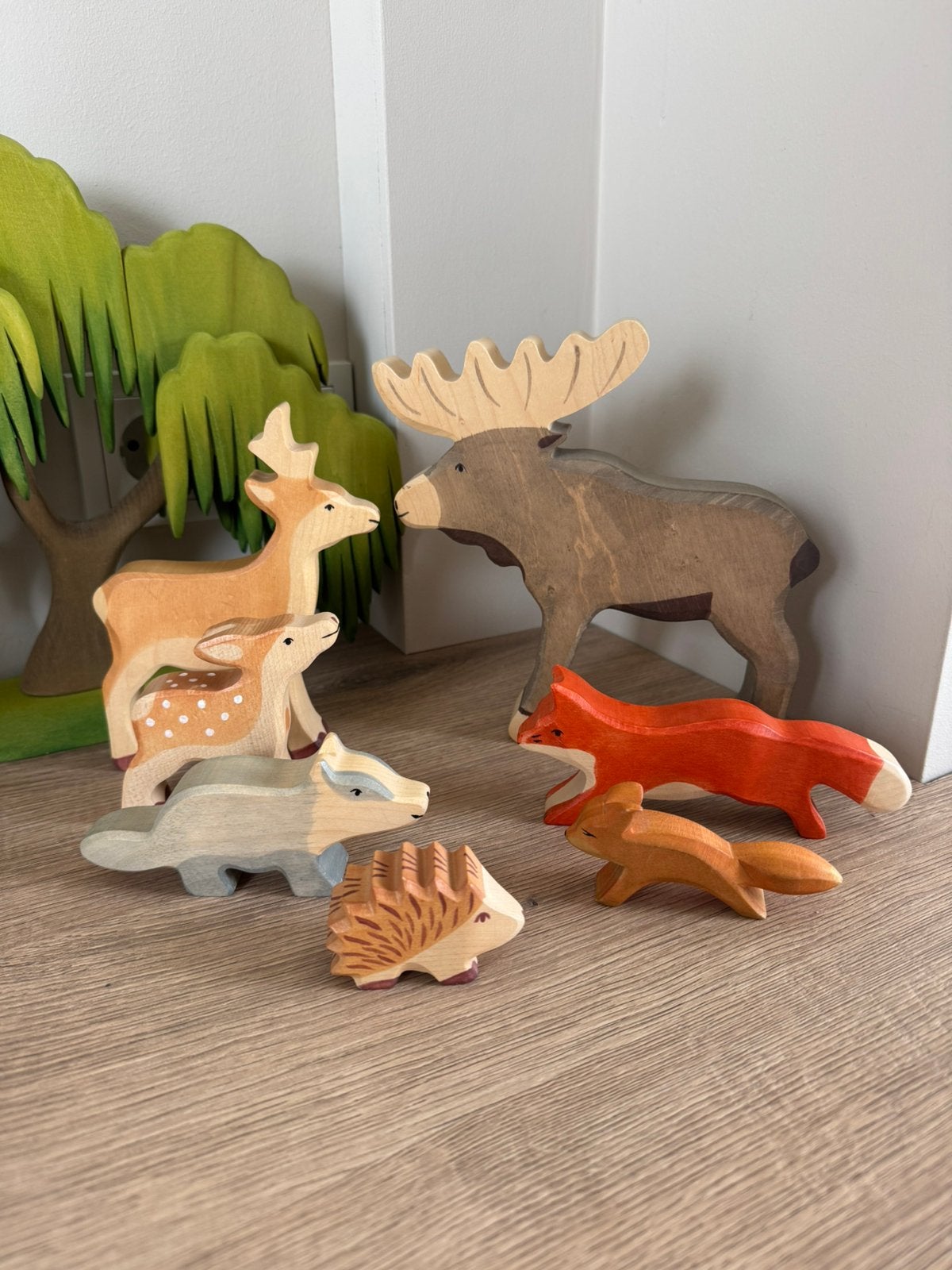 Houten bosdieren 6x Holztiger 1x Ostheimer, Ophalen of Verzenden, Gebruikt