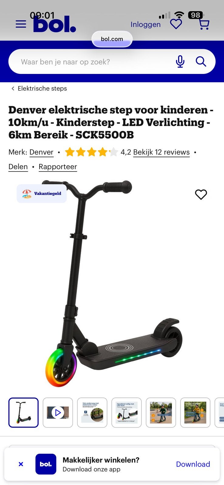 Denver elektrische step voor kinderen, Fietsen en Brommers, Steps, Ophalen of Verzenden, Zo goed als nieuw, Elektrische step (E-scooter)