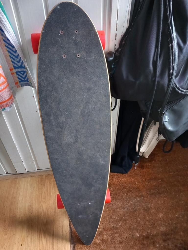 Black Dragon Longboard Skateboard met Rode Wielen, Ophalen, Gebruikt, Skateboard, Longboard