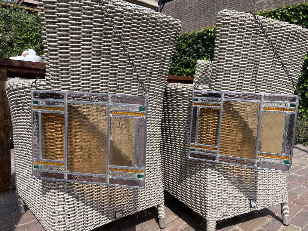 glas in lood raamhanger, Antiek en Kunst, Antiek | Glas en Kristal, Ophalen of Verzenden