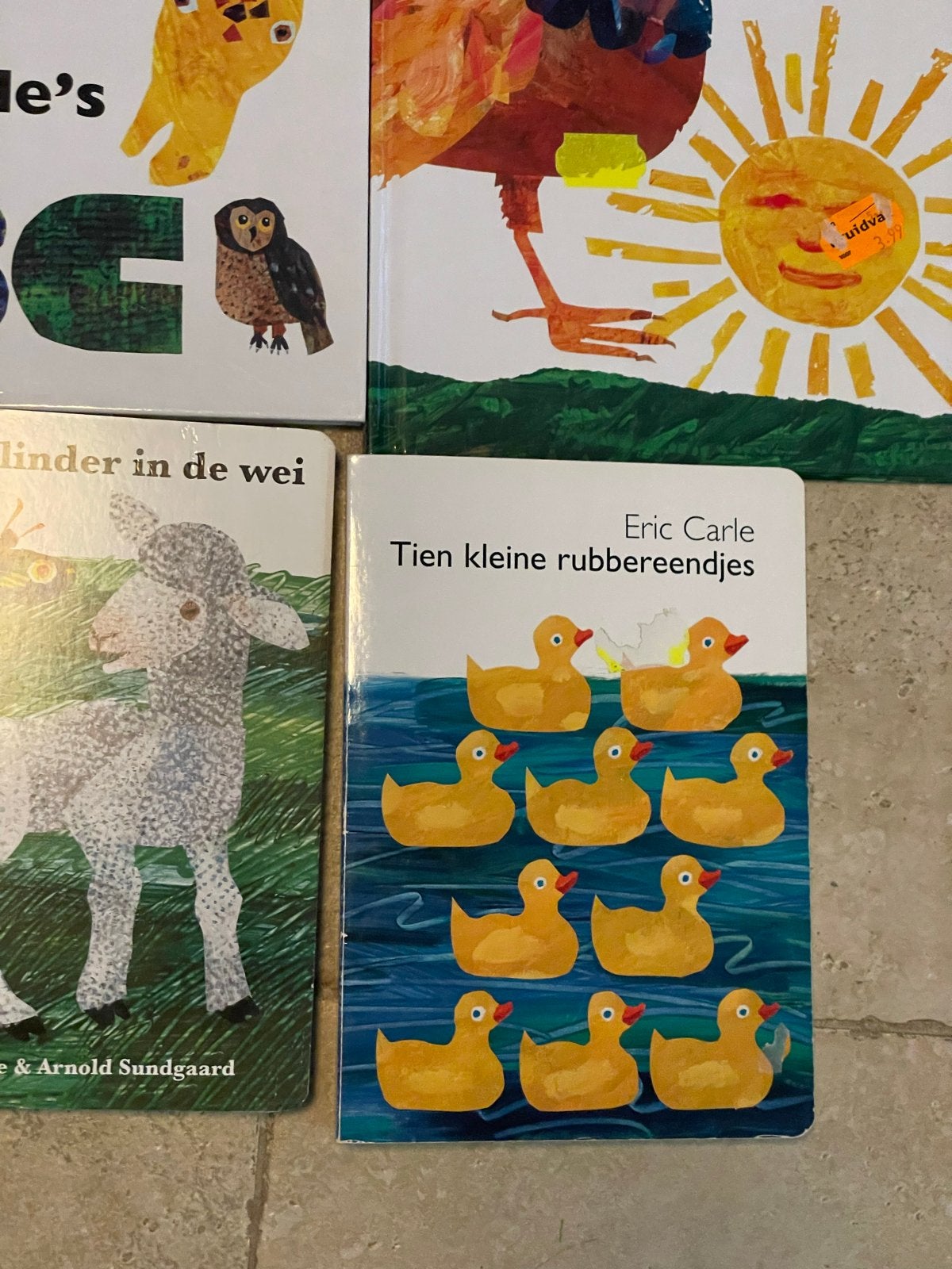 4 Eric Carle kinderboeken: Dieren-ABC, Haan, Vlinder, Eendje, Ophalen, Gelezen, Uitklap-, Voel- of Ontdekboek, 2 tot 3 jaar