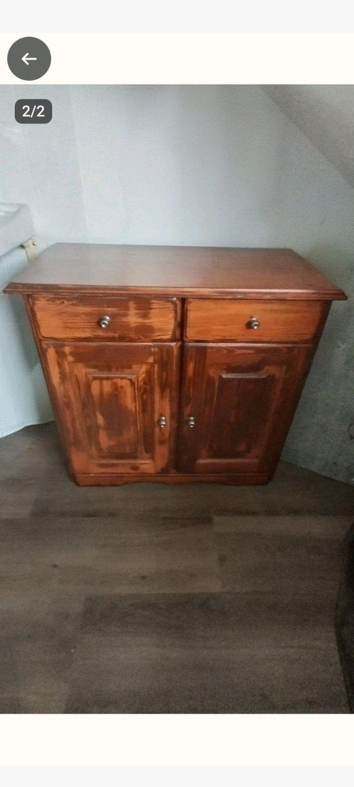Grenen Commode met Rode Beits - B83xD45xH77, Ophalen, Gebruikt, Met lade(s), 50 tot 100 cm
