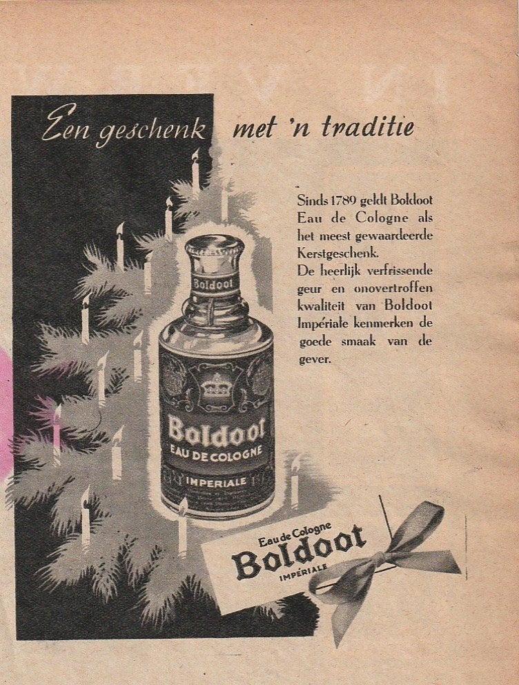 retro reclame 1947 Boldoot parfum in de kerstboom, Verzenden, Overige typen