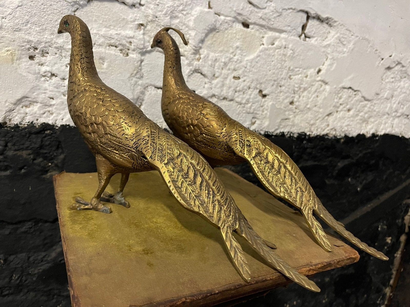 Set 2 vintage mid century messing fazanten decoratie herfst, Ophalen of Verzenden, Koper
