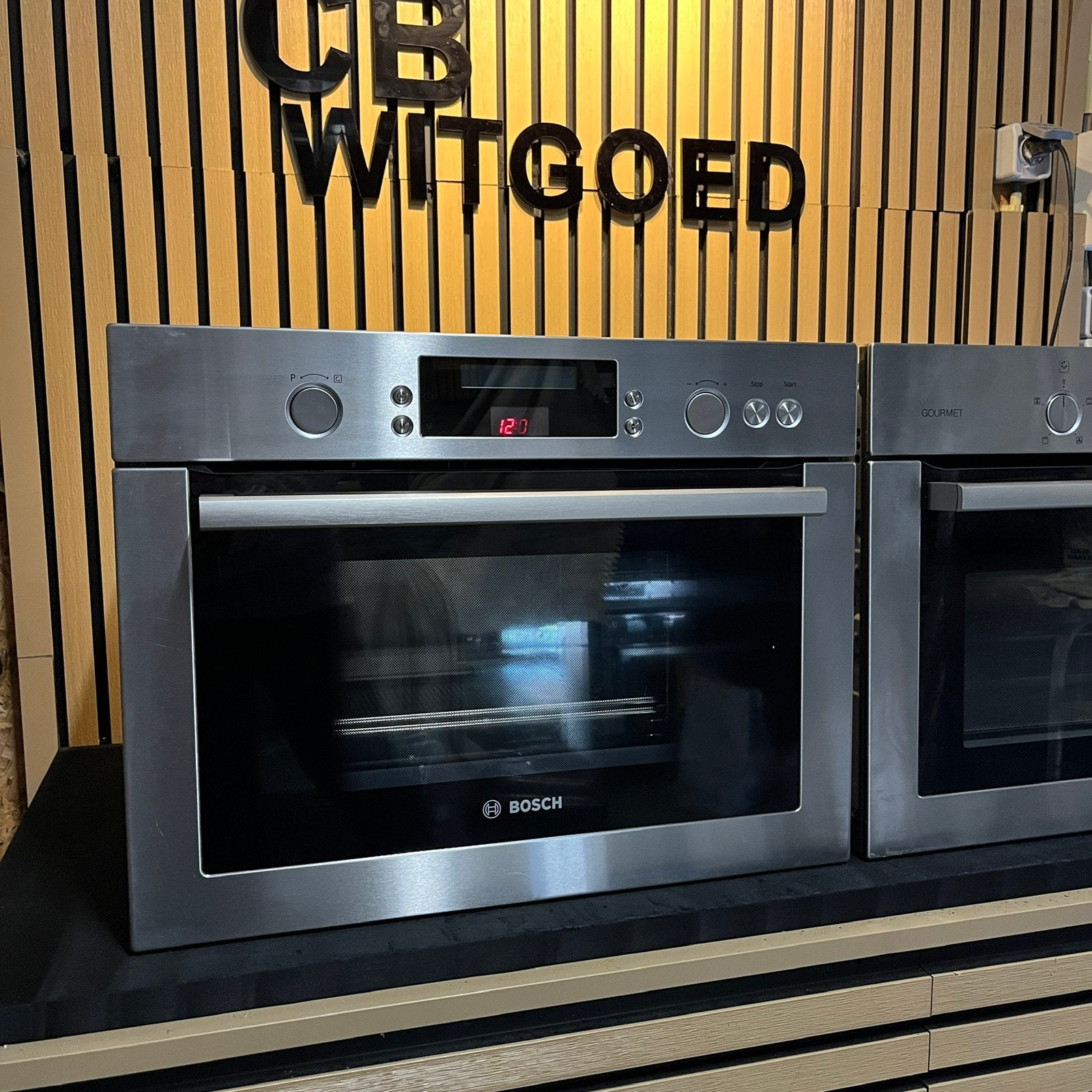 Luxe Bosch set combi oven magnetron en solo stoomoven, Ophalen, 45 tot 50 cm, Bosch, Inbouw