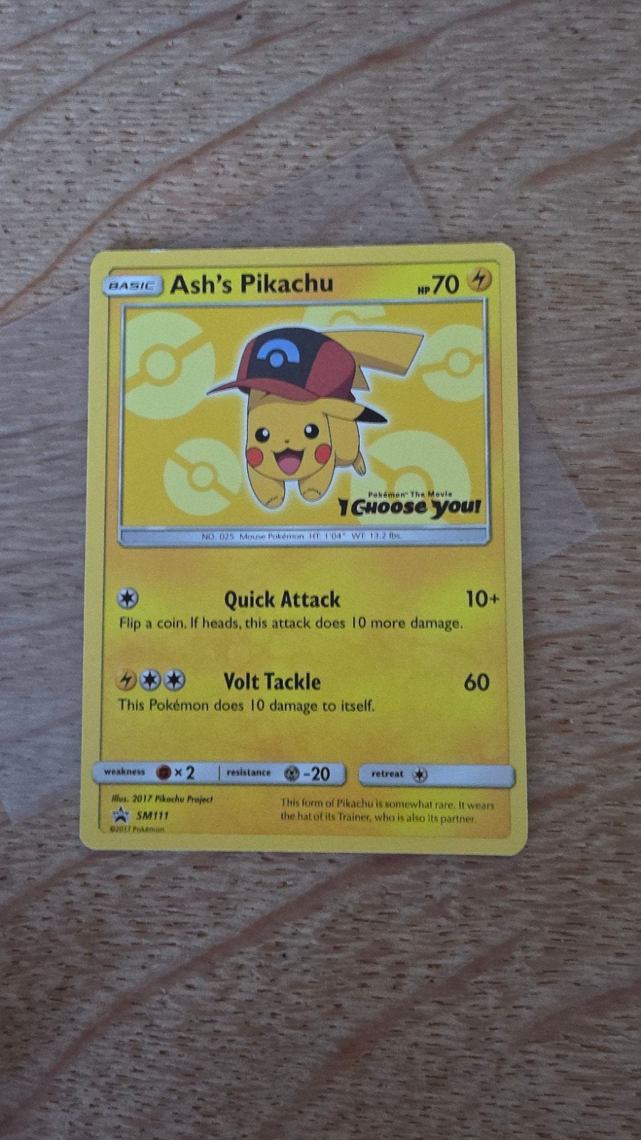 Ash's Pikachu Pokémon Kaart SM111 - I Choose You!, Ophalen of Verzenden, Zo goed als nieuw, Losse kaart