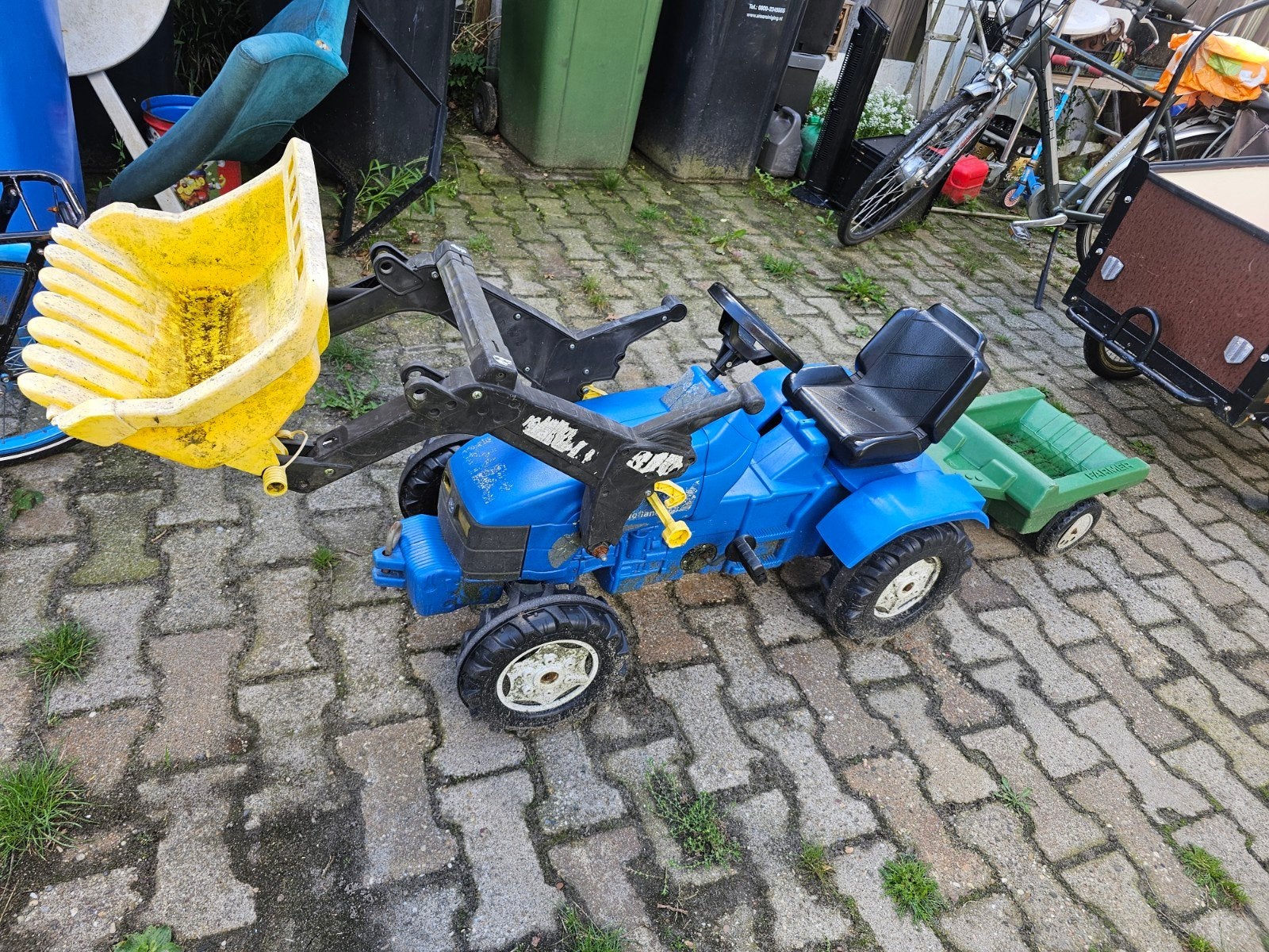 2 traptrekkers met wagen, .., .., Ophalen, ..