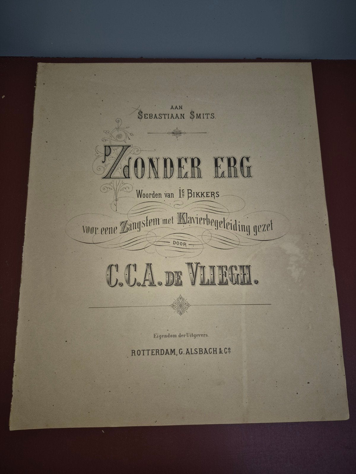 Zonder Erg - Bladmuziek voor Zangstem en Piano, Ophalen of Verzenden