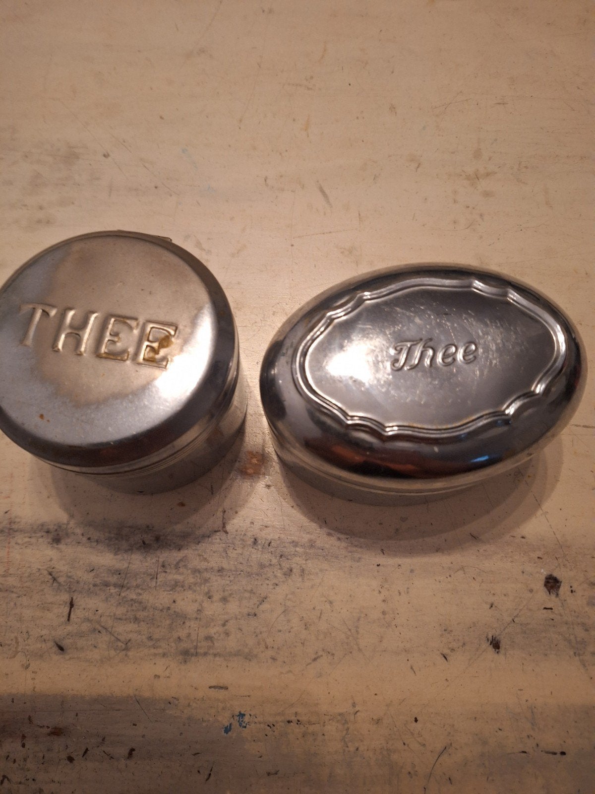 Vintage Thee Blikjes - Set van 2, Ophalen of Verzenden