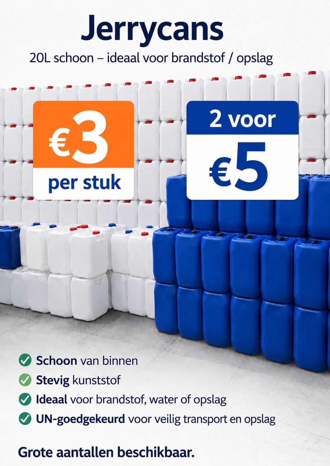 Jerrycan 20 liter, Minder dan 75 liter, Ophalen