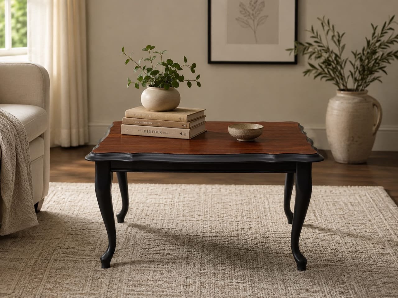 Gerenoveerd Walnoot Bijzettafel - Grijs, Huis en Inrichting, 50 tot 100 cm, Ophalen of Verzenden, Zo goed als nieuw, Minder dan 50 cm