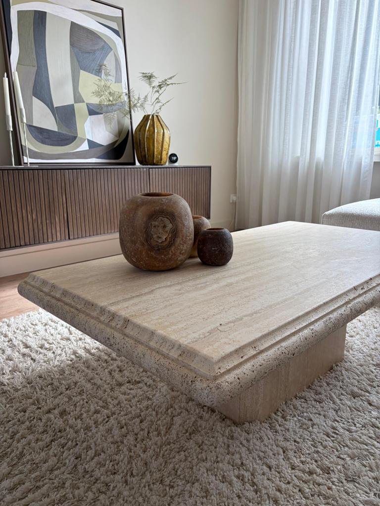 Travertin salontafel, Ophalen, Overige materialen, Gebruikt, 100 tot 150 cm