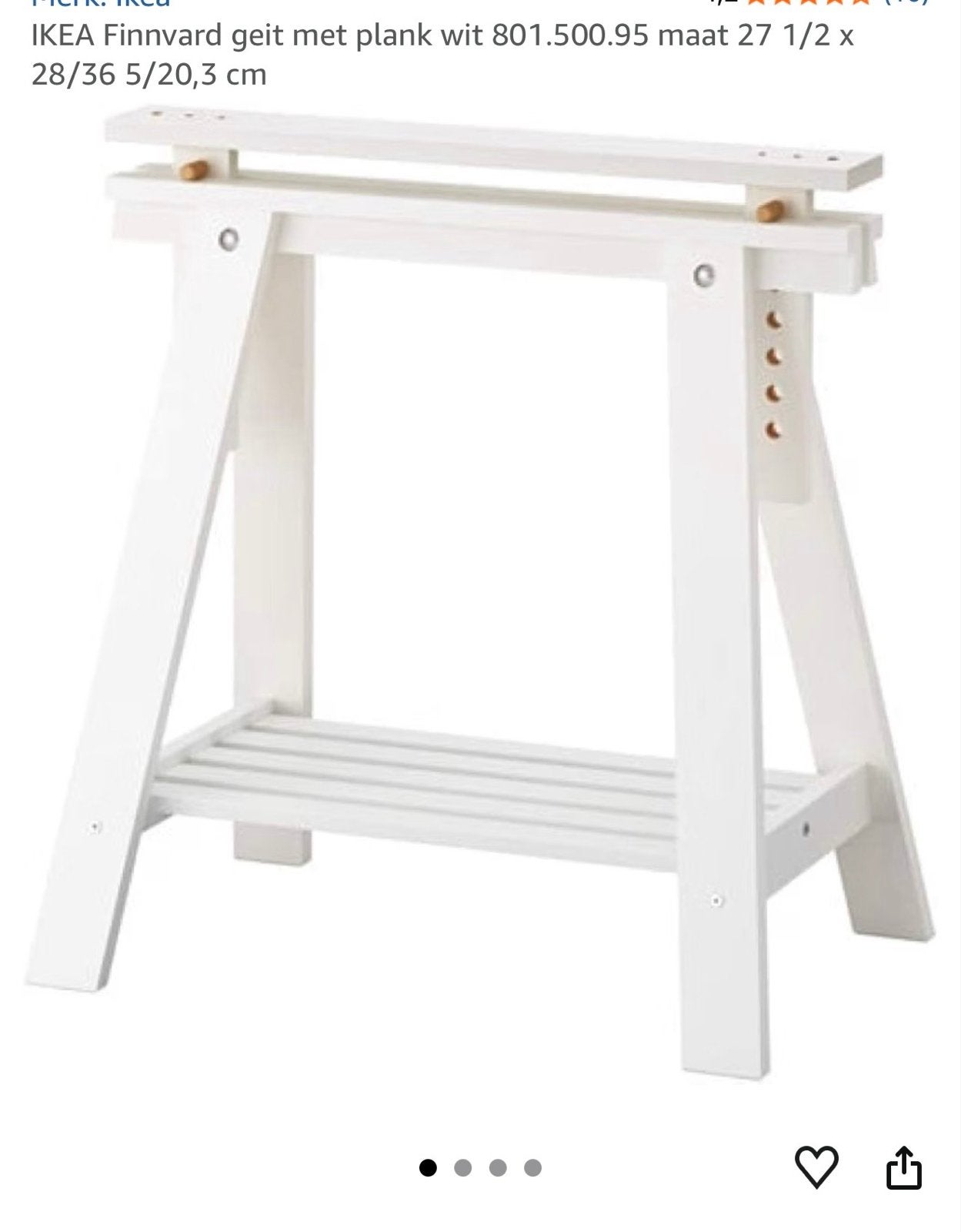 3 IKEA Finnvard schraag wit - verstelbaar, Ophalen, Overige typen, Gebruikt, Hout