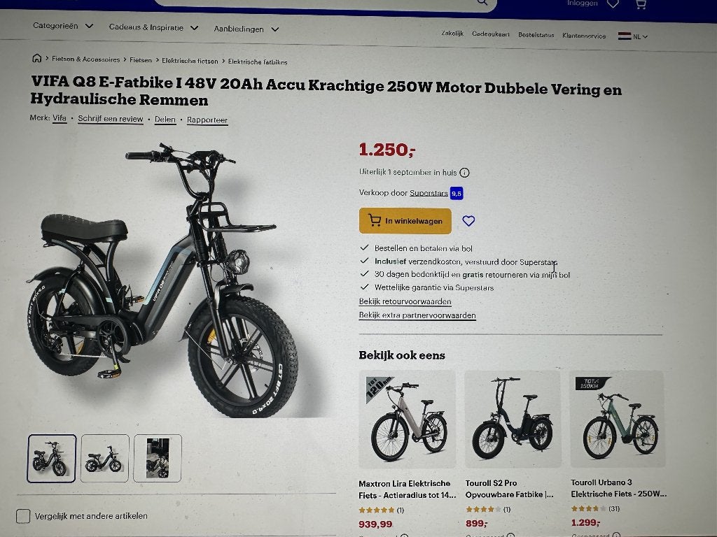 Fatbike VIFAQ8 zwart, Ophalen, Nieuw, Fatbike, Overige typen