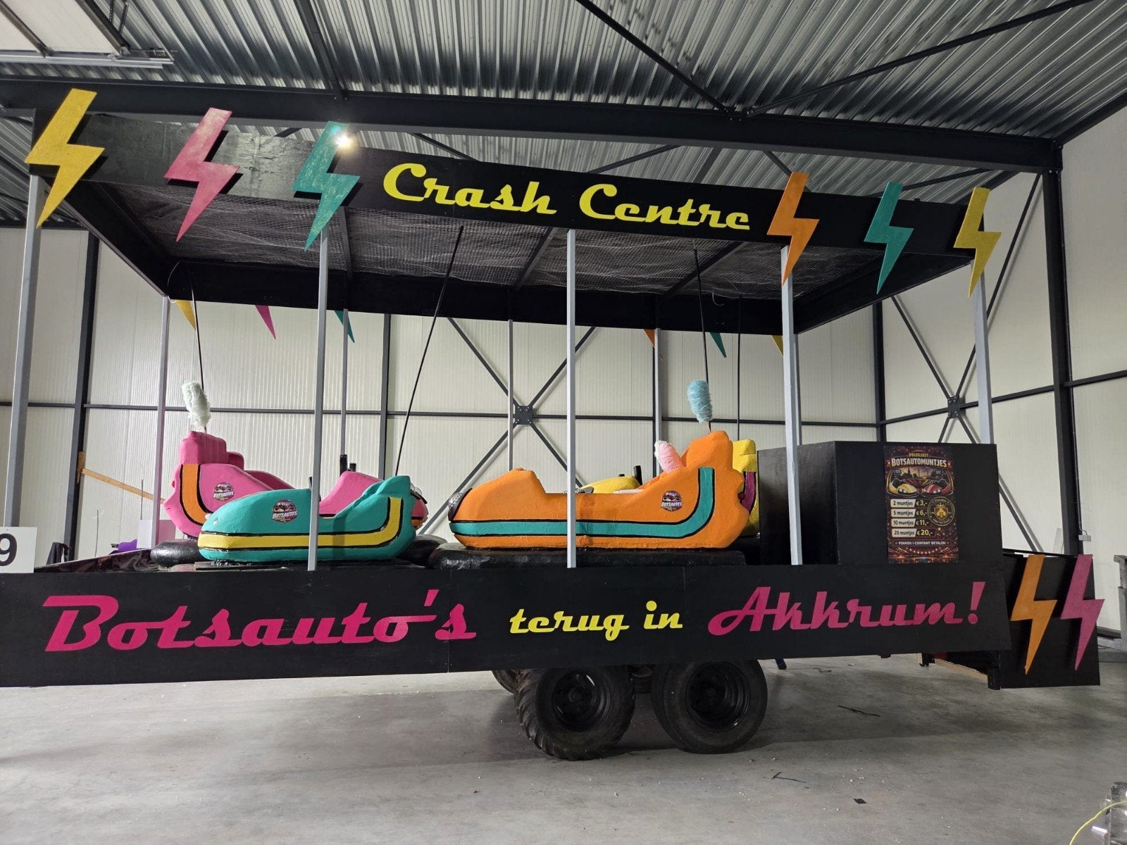 Botsauto's voor praalwagen, loopgroep, carnaval, Ophalen, Gebruikt
