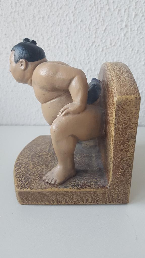 Sumo worstelaar boekensteun - uniek decoratiestuk, Ophalen of Verzenden, Zo goed als nieuw, Bruin, Steen/keramiek