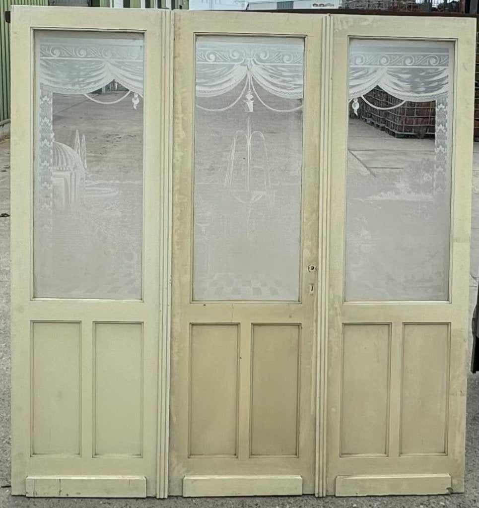 3 delige set geëtste openslaande deuren 220x206cm, Ophalen