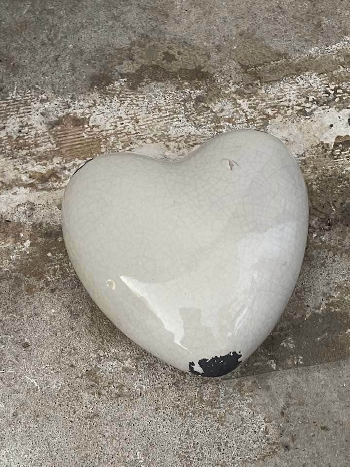 witte brocante keramiek hart, Antiek en Kunst, Ophalen of Verzenden