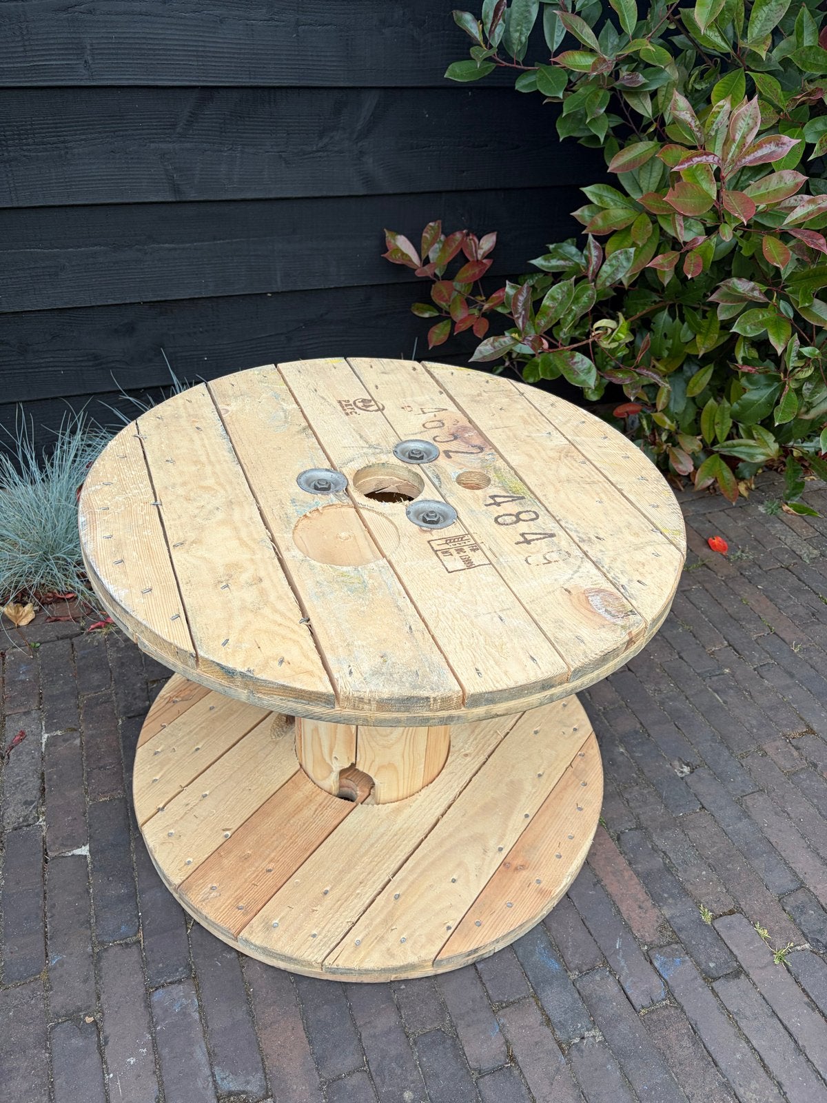 Houten kabelhaspel salontafel - Ø 67 x 48 cm hoog, Ophalen, Rond, Nieuw, 50 tot 100 cm