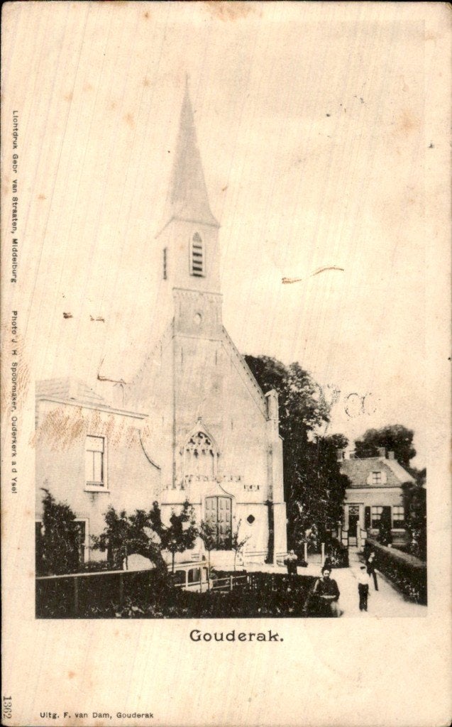 Gouderak - Kerk - Vooraanzicht, Ophalen of Verzenden, Voor 1920, Gelopen, Zuid-Holland