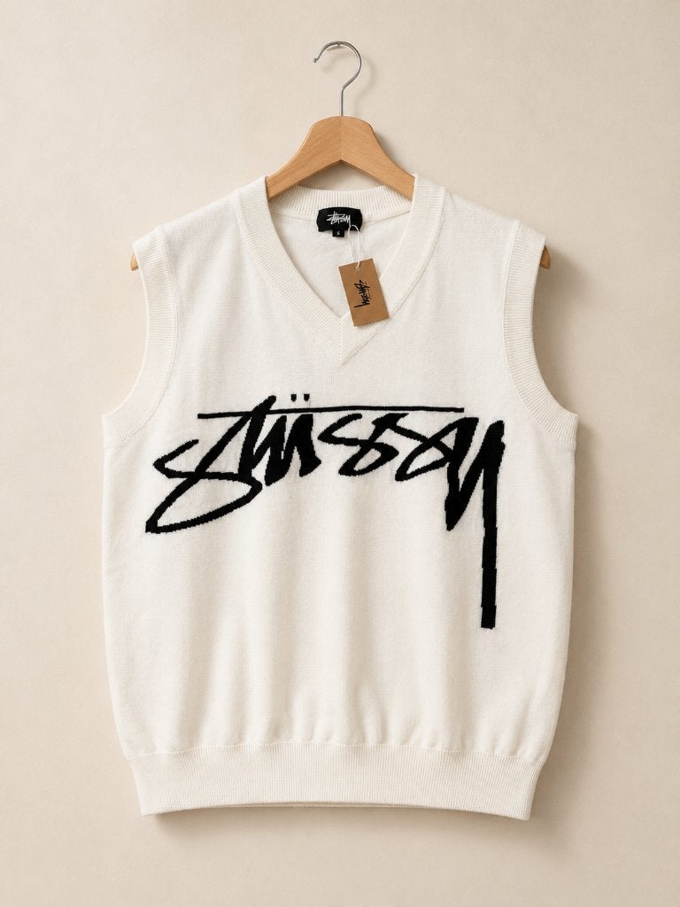 Stüssy Knit Vest | Maat S, Stüssy, Beige, Nieuw, Ophalen of Verzenden