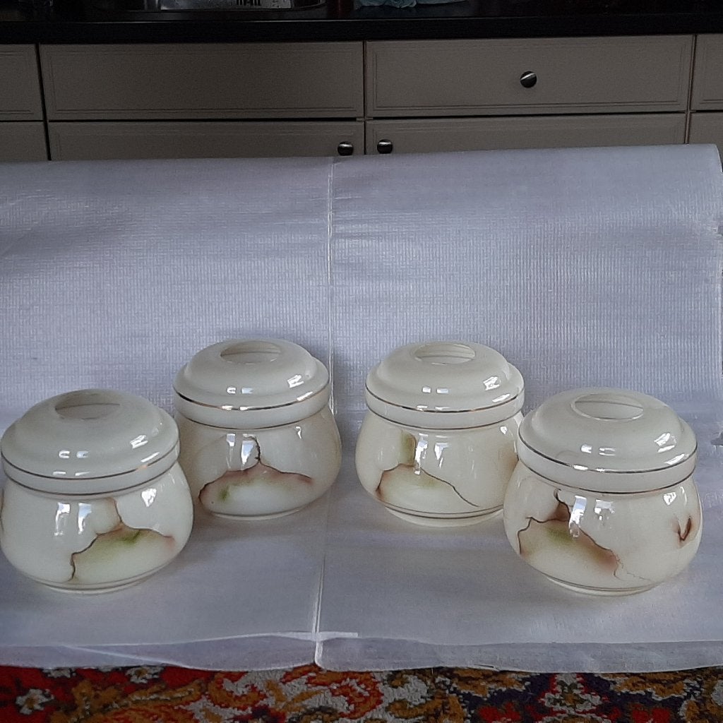 4 vintage Art Deco lampenkappen  gemarmerd opalineglas, Antiek en Kunst, Ophalen