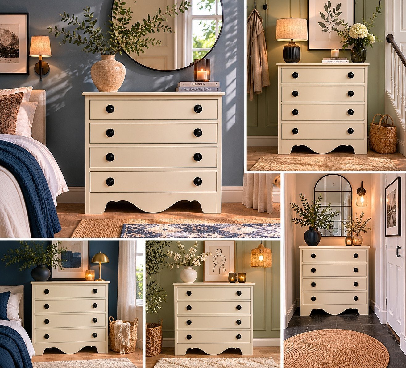 Opgeknapte vintage ladekast | Fusion Mineral Paint | Taupe, 3 of 4 laden, Ophalen, Zo goed als nieuw