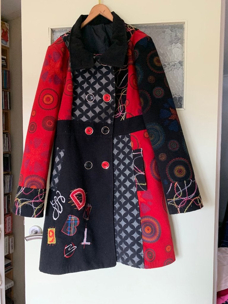 Unieke Patchwork Jas/Mantel - Kleurrijk en Artistiek, Maat 38/40 (M), Meerkleurig, Ophalen of Verzenden, Onbekend