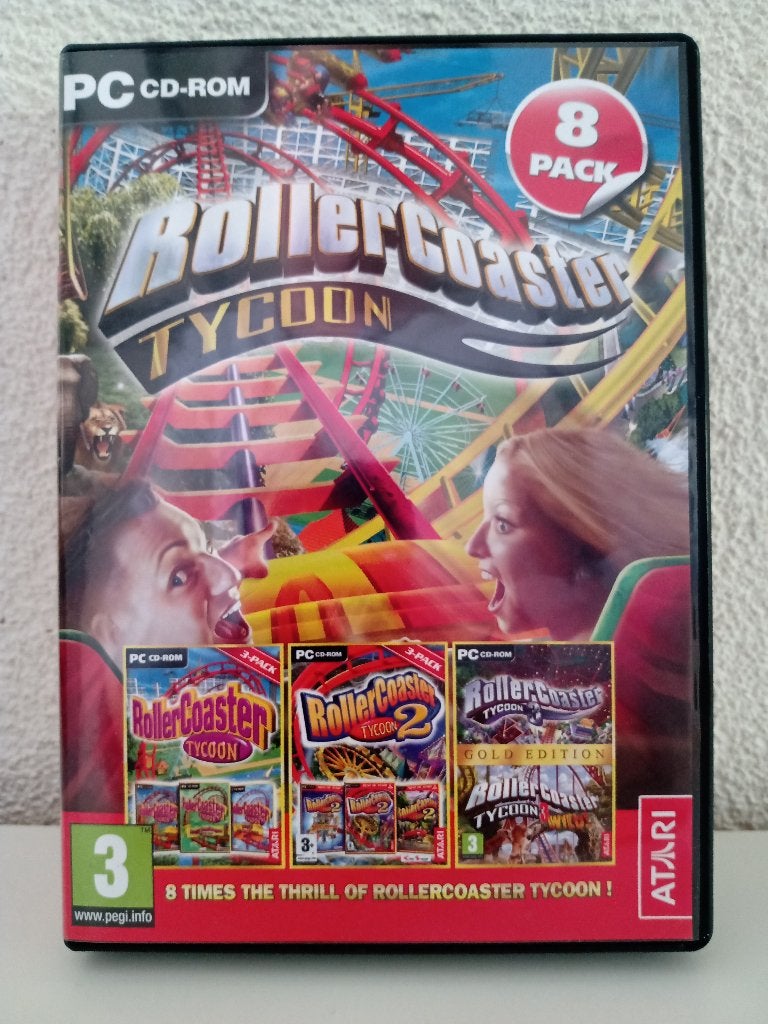 8 CD-ROMS van ROLLERCOASTER TYCOON (PC Spellen), Gebruikt, 1 speler, Ophalen of Verzenden, Vanaf 3 jaar