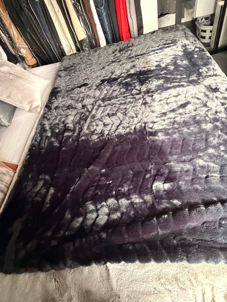 Riviera Maison - faux fur plaid (new), 100 tot 150 cm, Zwart, Nieuw, Ophalen of Verzenden