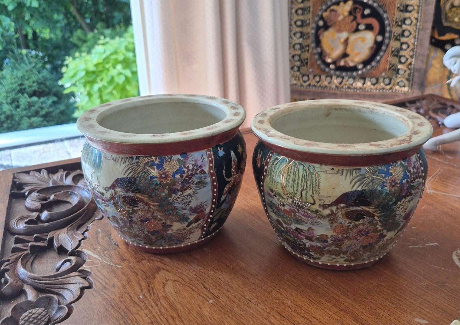 Set van 3 Chinese Vazen/Potten - Handgeschilderd, Ophalen