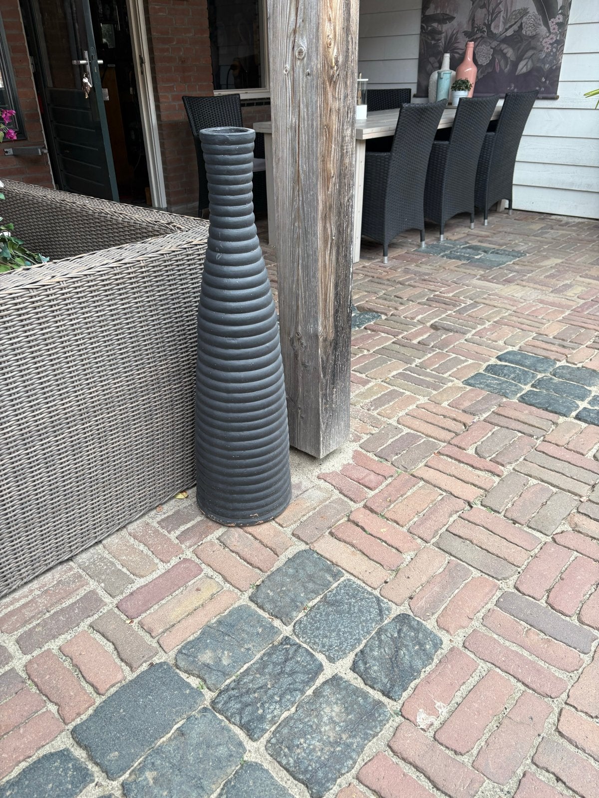 Zwarte stenen vaas/decoratie 90 cm hoog, Ophalen, Zwart, Steen/keramiek, Gebruikt