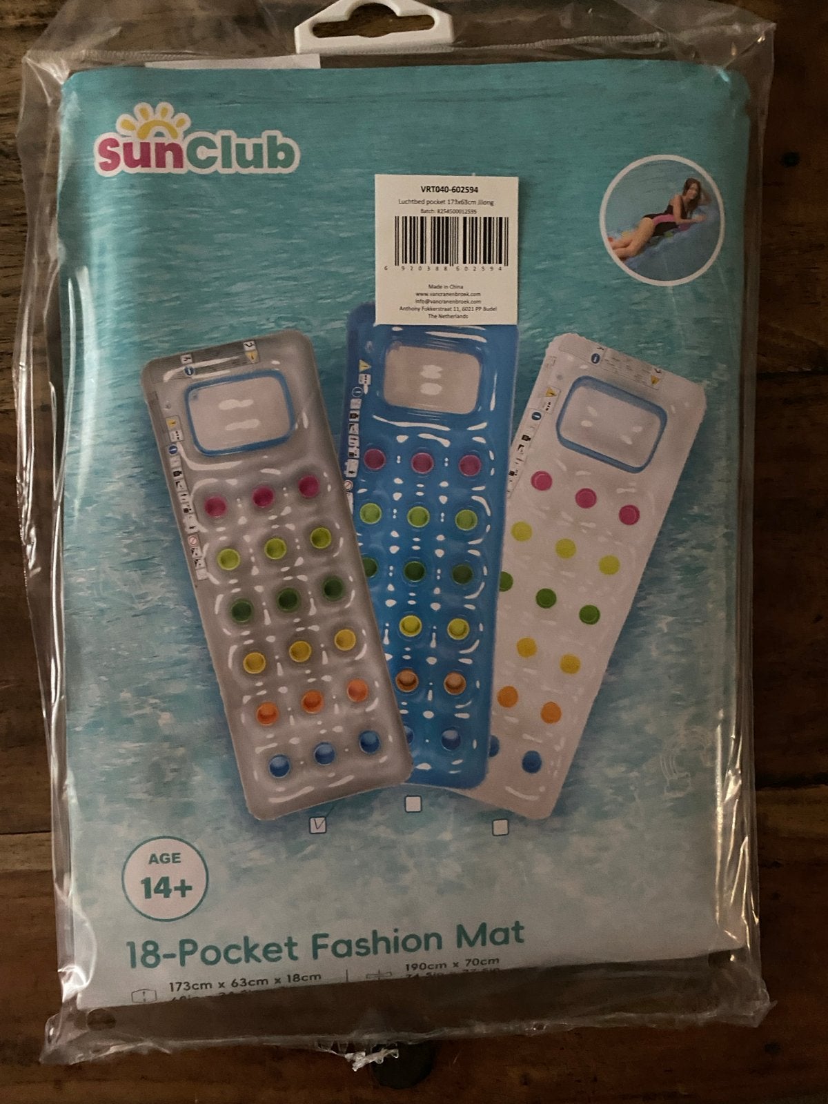 SunClub Luchtbed 173x63cm - Nieuw in verpakking, Ophalen of Verzenden, Nieuw, 1-persoons