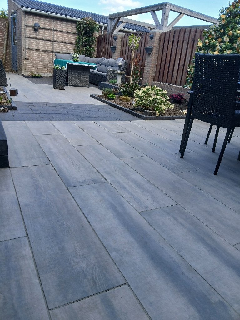 Terrastegels  en bijpassende klinkers., Ophalen, Keramiek, Nieuw, 10 m² of meer