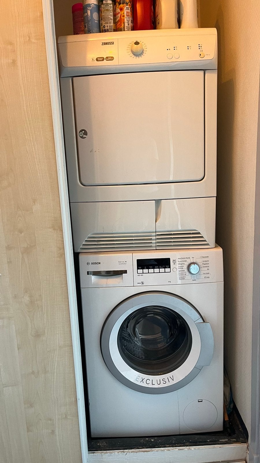 Zanussi droger en Bosch wasmachine, 6 tot 8 kg, Gebruikt, Ophalen of Verzenden, Voorlader