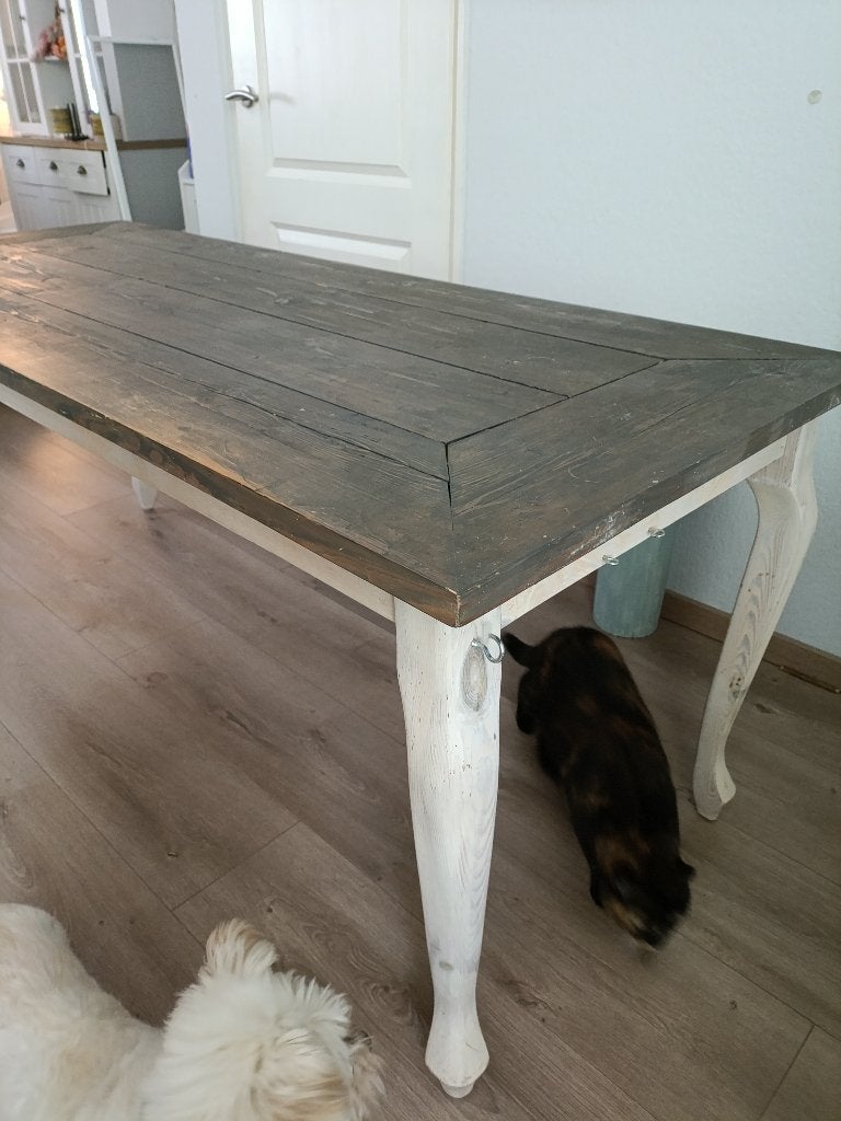 Brocante JORG steigerhouten eettafel, Huis en Inrichting, Ophalen, Gebruikt, Brocante, Steigerhout, 200 cm of meer
