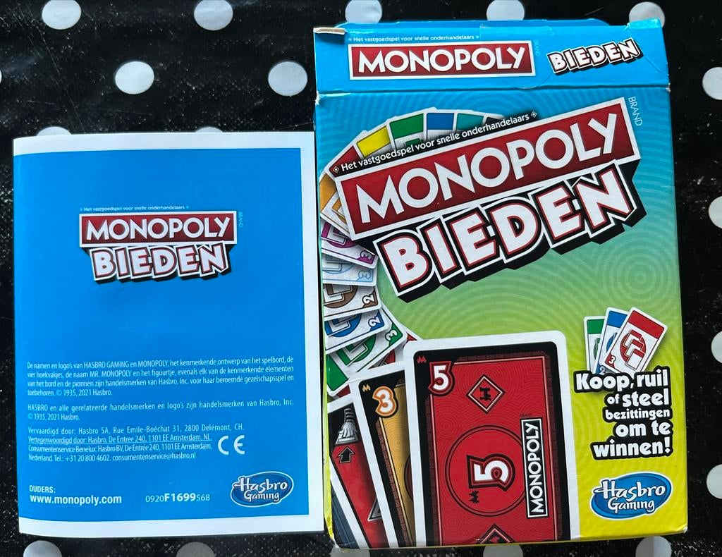 Monopoly Bieden Kaartspel - Nieuw in verpakking, Drie of vier spelers, Ophalen of Verzenden, Nieuw
