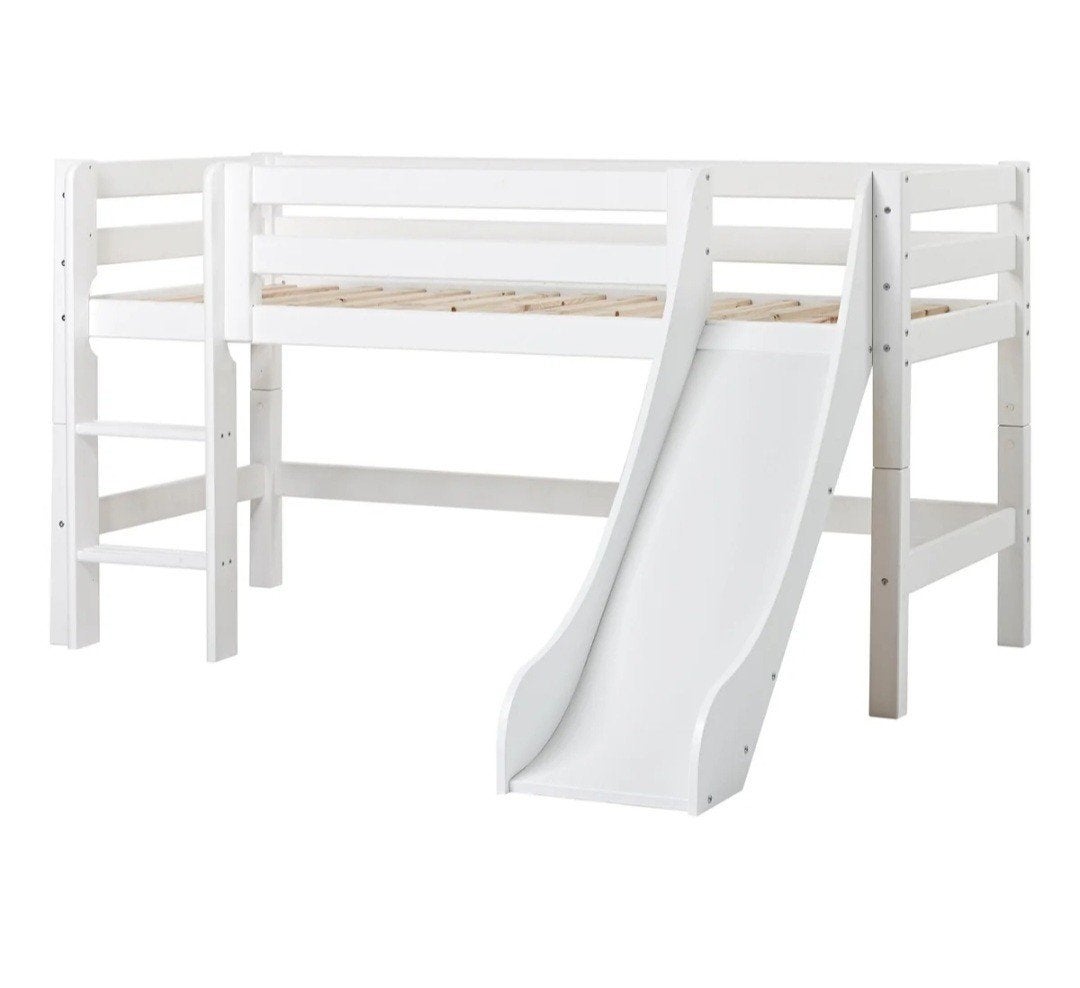 Hoppekids ECO Luxury Halfhoogslaper met Glijbaan, Ophalen, Gebruikt, 90 cm, Eenpersoons