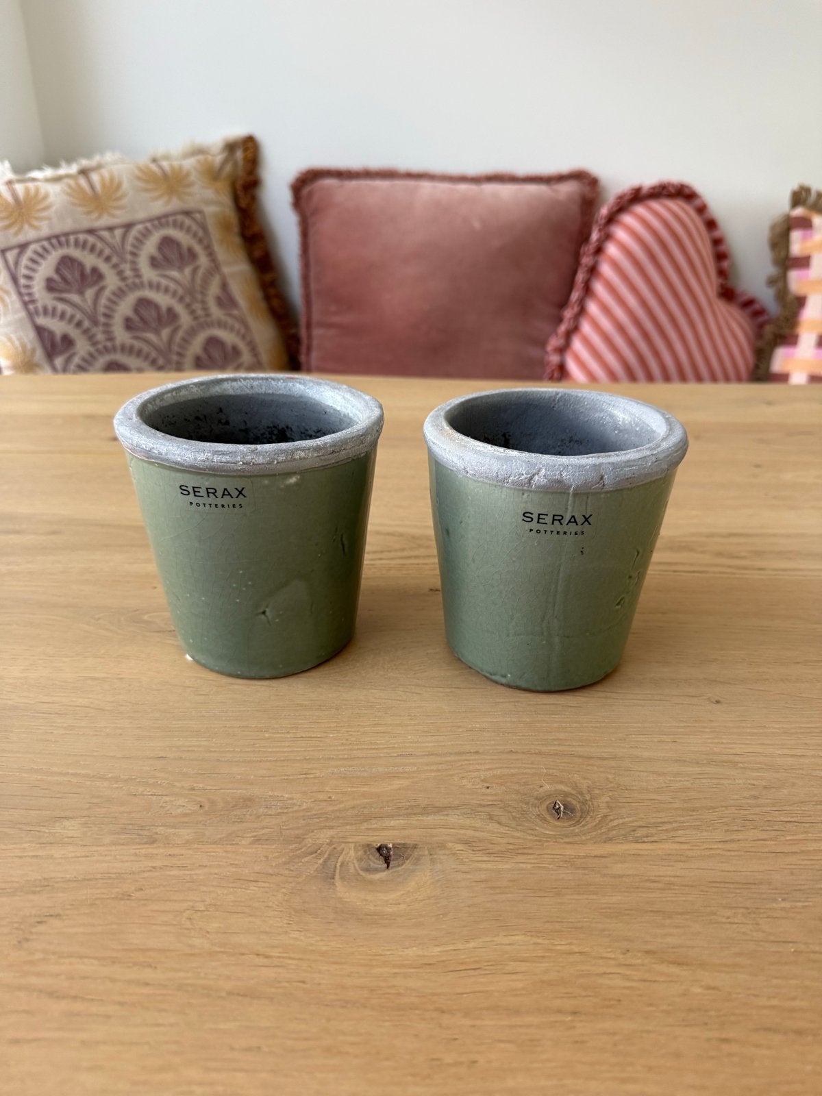 Set van 2 Serax bloempotten - Groen aardewerk, Ophalen, Gebruikt, Rond, Binnen