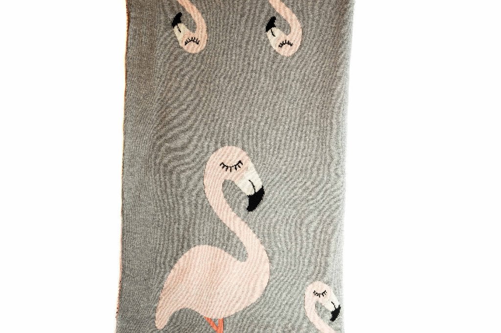 deken flamingo, 80 cm, Nieuw, Grijs, Deken