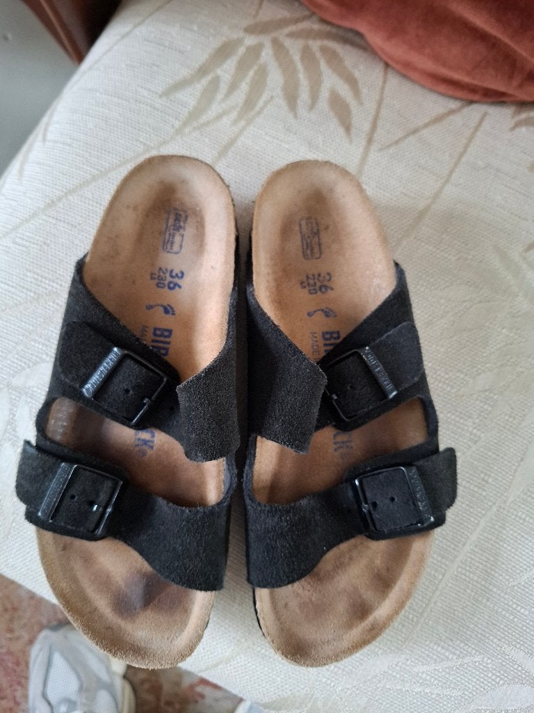 Birkenstock maat 36 zwart suede instapper, Ophalen of Verzenden, Zo goed als nieuw, Birkenstock, Instappers