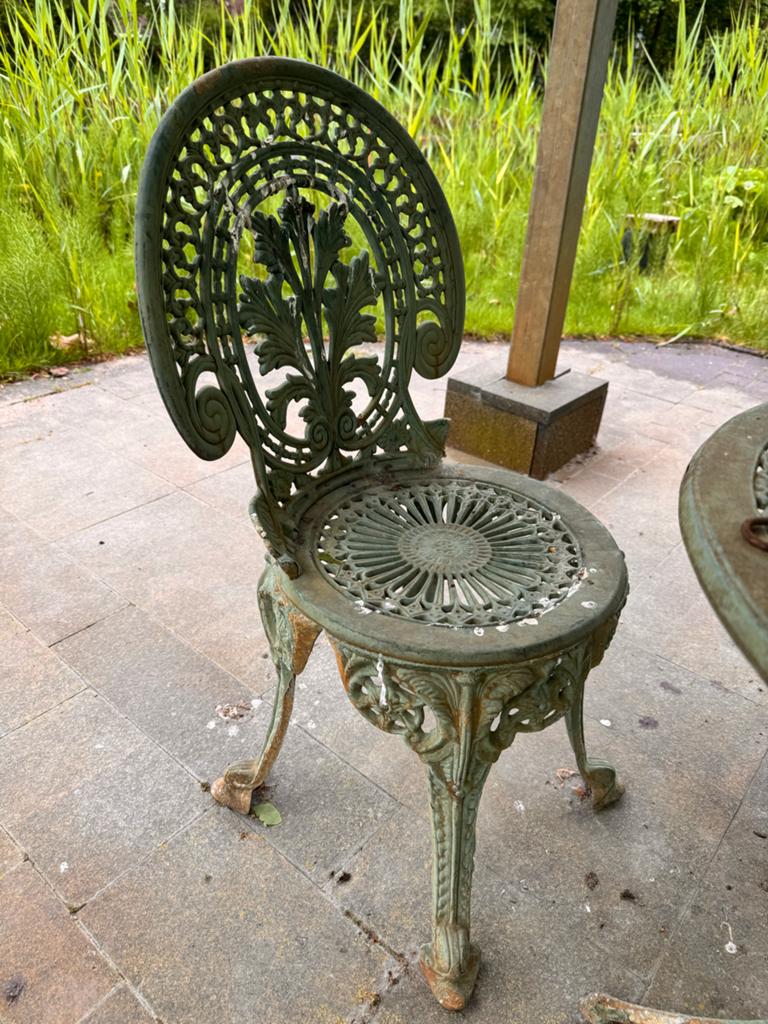 Aluminium bistro set - opknapper, Tuin en Terras, Tuinsets en Loungesets, Ophalen, 4 zitplaatsen, Gebruikt, Eettafel