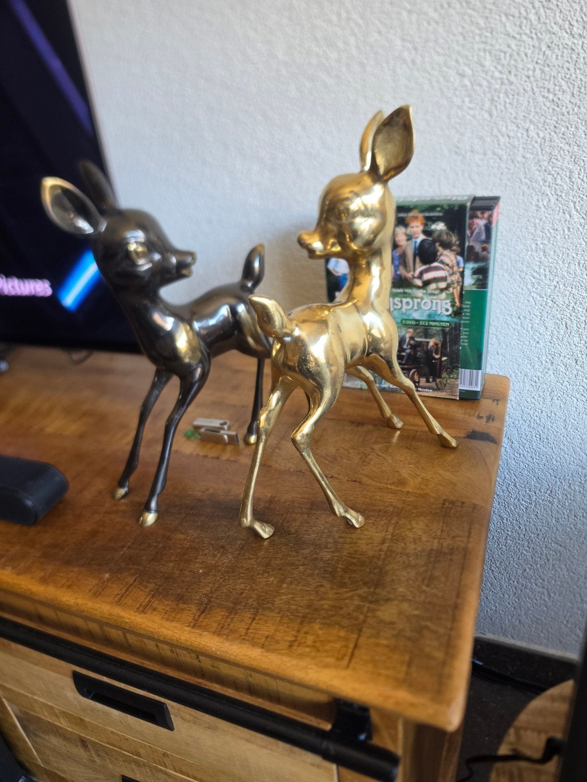 Set van twee messing/brons bambi  herten beeldjes, Ophalen of Verzenden