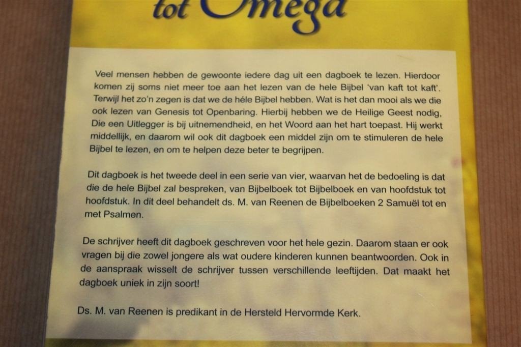 Van Alpha tot Omega Deel 2 — Gezinsdagboek 2 Samuël-Psalmen, Ophalen of Verzenden, Gelezen