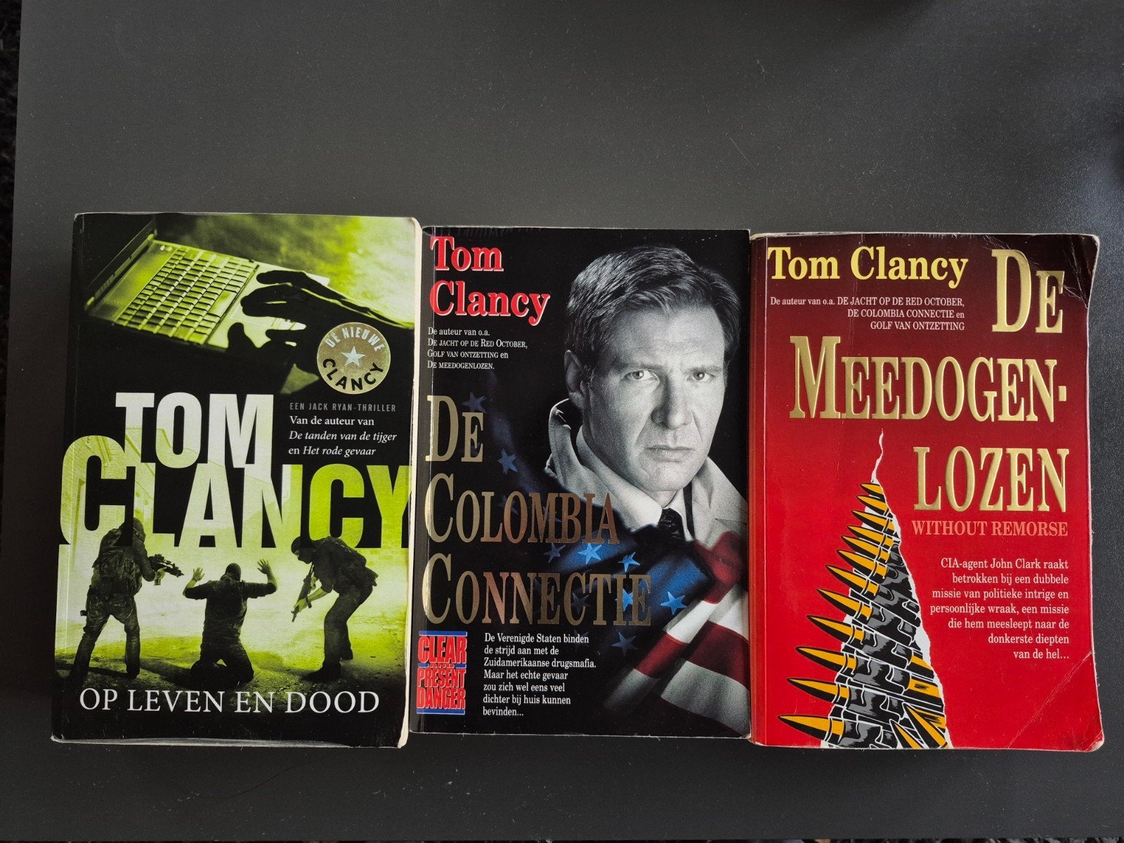 Drie spannende thrillers van Tom Clancy: 'Op leven en dood',, Ophalen of Verzenden, Gebruikt, Actie en Avontuur
